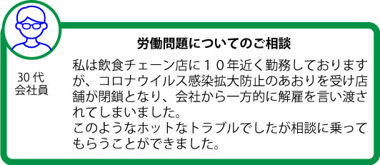 松本操法律事務所｜労働問題｜ご相談者様の声｜中央区　銀座
